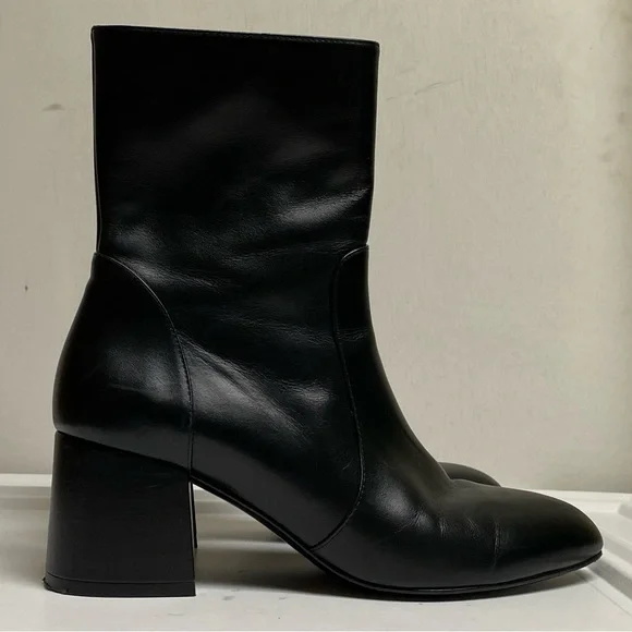 Stuart Weitzman Flareblock 60 Zip Bootie Heel Walnut Brown Leather Boot Size 7b - Picture 2 of 11